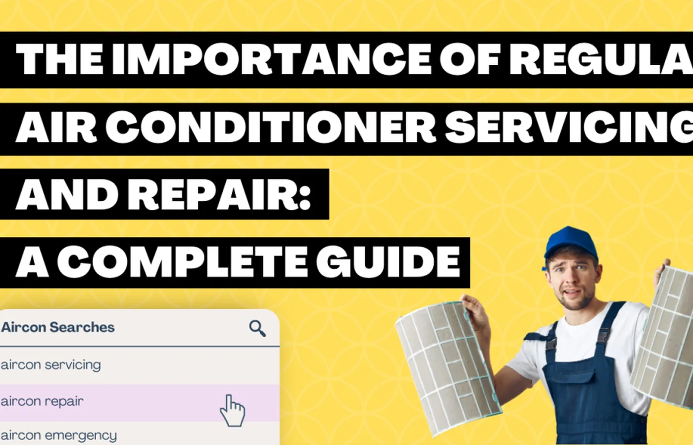Technician holding cleaned air conditioner filters during routine maintenance